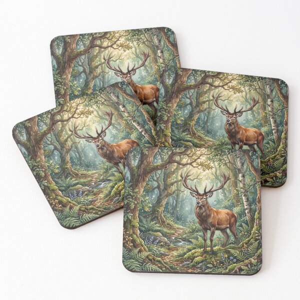 Item preview, Majestic Forest Stag Deer Watercolor Wildlife Art designed and sold by ryanguas.