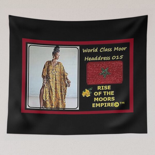 Item preview, Mu’ur (UM) Empire™ al-Benhadiel©™ design, World Class Moor Headdress 015, black background designed and sold by HardyKnitDesign.