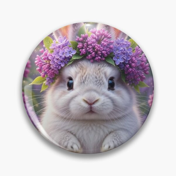 Item preview, Cute Lilac Flower Crown Bunny in Spring Meadow designed and sold by lovelistivkaa.