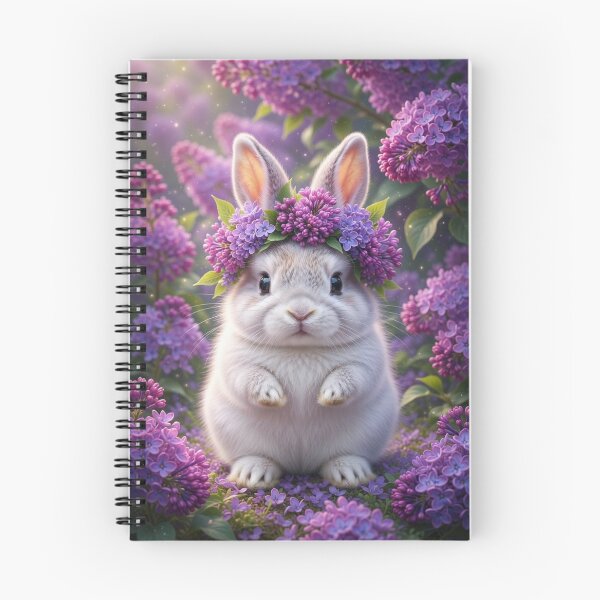 Item preview, Cute Lilac Flower Crown Bunny in Spring Meadow designed and sold by lovelistivkaa.