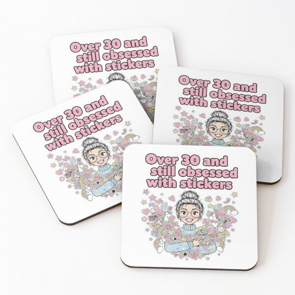 Item preview, Over 30 and Still Obsessed with Stickers - Cute Woman with Sticker Collection Vinyl Sticker designed and sold by NovaBitWalls.