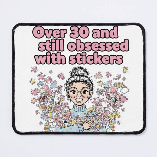 Item preview, Over 30 and Still Obsessed with Stickers - Cute Woman with Sticker Collection Vinyl Sticker designed and sold by NovaBitWalls.