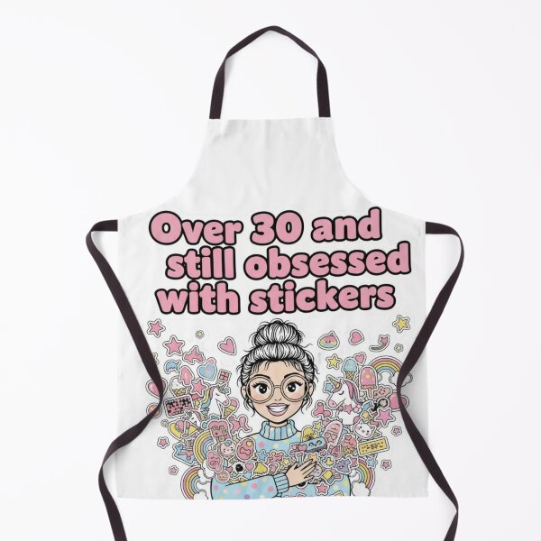 Item preview, Over 30 and Still Obsessed with Stickers - Cute Woman with Sticker Collection Vinyl Sticker designed and sold by NovaBitWalls.