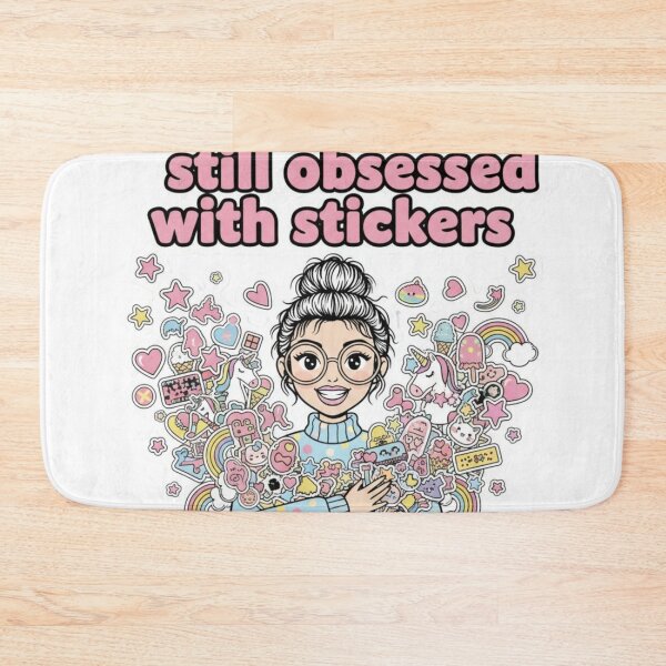 Item preview, Over 30 and Still Obsessed with Stickers - Cute Woman with Sticker Collection Vinyl Sticker designed and sold by NovaBitWalls.