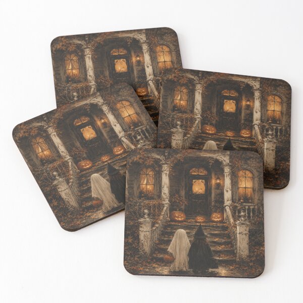 Item preview, Cozy Gothic Haunted Porch Halloween designed and sold by POD DYNASTY | Original Print On Demand T-Shirt Graphics.