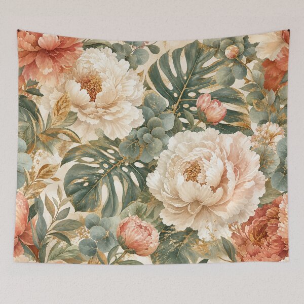 Item preview, Elegant Peony and Monstera Tropical Floral Pattern PNG | Seamless Vintage Boho Wallpaper | Digital Download designed and sold by NovaBitWalls.