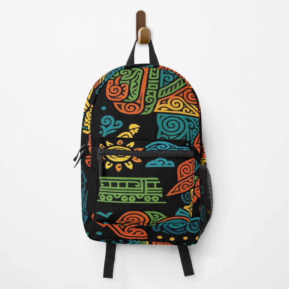 Adventure Traveler Folk Art Explorer Design on a backpack