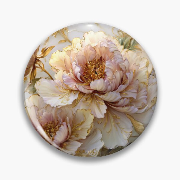 Item preview, Luxurious Cream and Blush Peonies with Golden Ornaments on Marble designed and sold by NovaBitWalls.