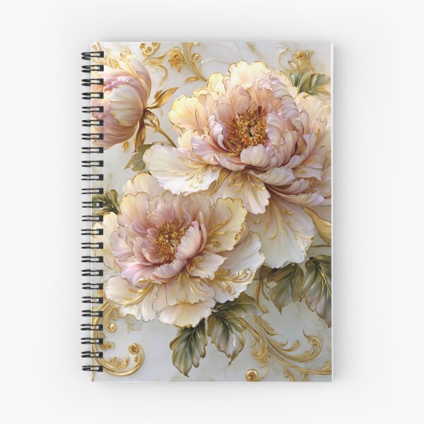 Item preview, Luxurious Cream and Blush Peonies with Golden Ornaments on Marble designed and sold by NovaBitWalls.