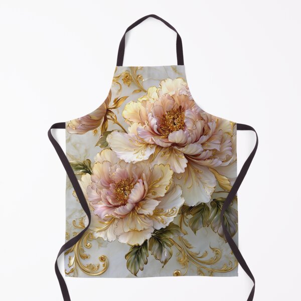 Item preview, Luxurious Cream and Blush Peonies with Golden Ornaments on Marble designed and sold by NovaBitWalls.