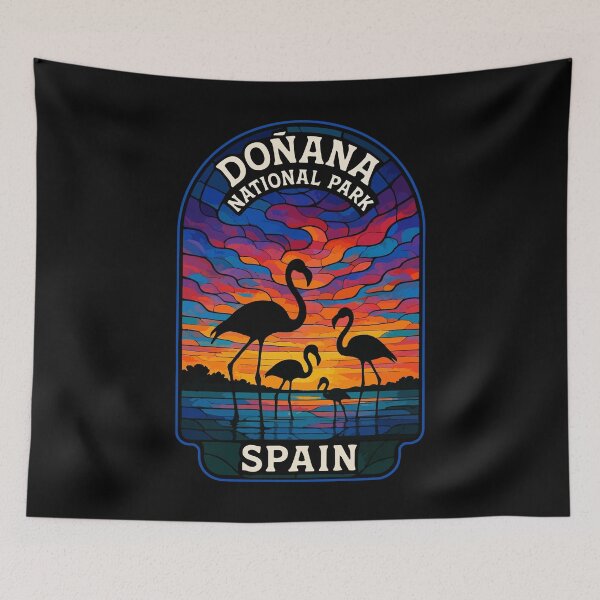 Item preview, Donana National Park Spain Flamingos Stained Glass designed and sold by TomFrontierArt.