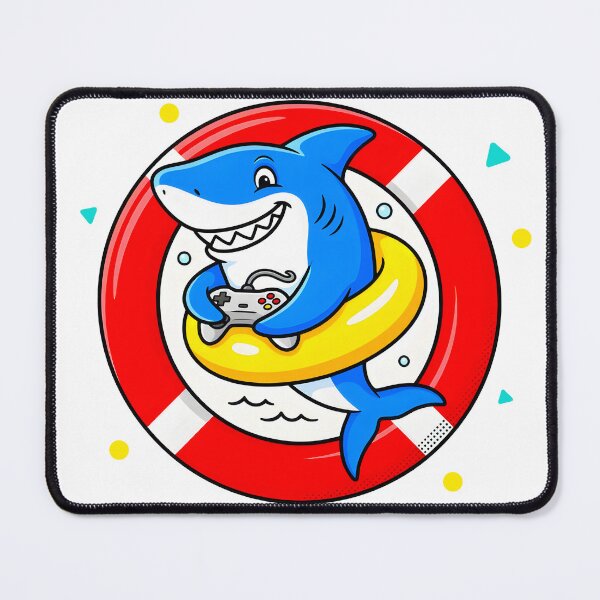 Item preview, Cute Shark Gamer in Lifebuoy | Funny Summer Marine Gaming designed and sold by Felia001.