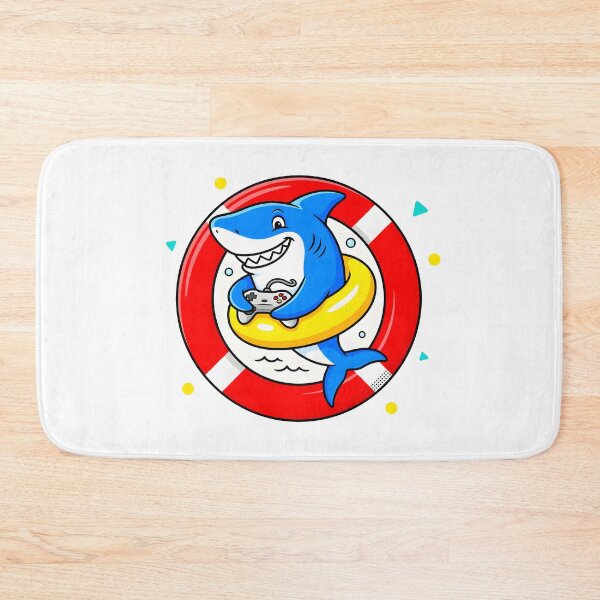 Item preview, Cute Shark Gamer in Lifebuoy | Funny Summer Marine Gaming designed and sold by Felia001.