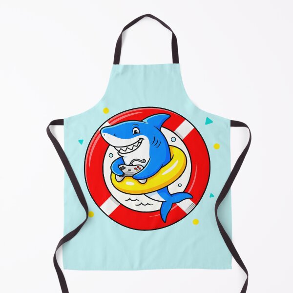 Item preview, Cute Shark Gamer in Lifebuoy | Funny Summer Marine Gaming designed and sold by Felia001.