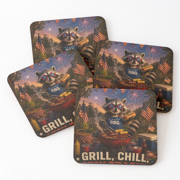 Item preview, Grill Chill Stay Trashy Raccoon BBQ designed and sold by Omni Craft .