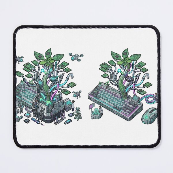 Item preview, Cyberpunk Mechanical Keyboard Mouse Geek Art designed and sold by caffeinepixels.