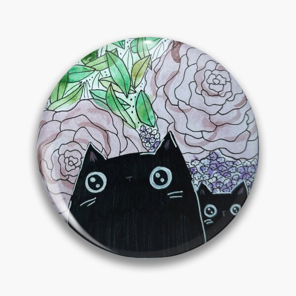Item preview, Lost in the Roses - Two Black Cats in Florals Mixed Media - Day 122 of 365 designed and sold by BeeandKiwi.
