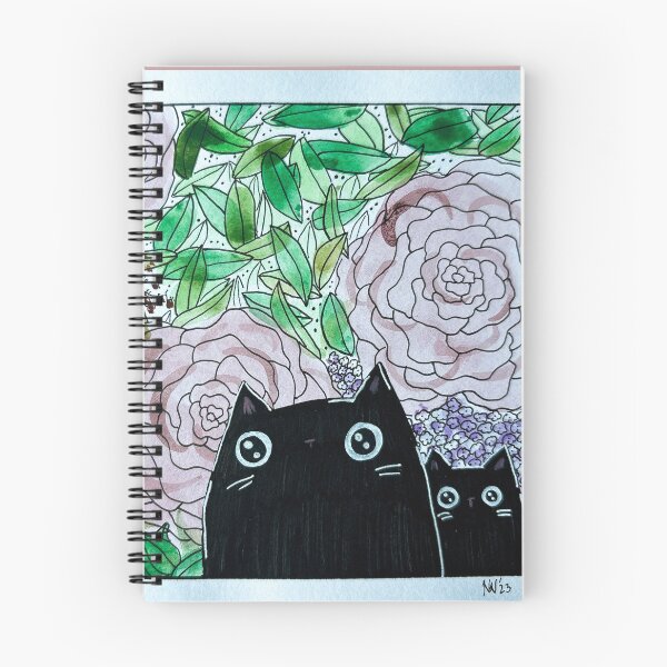 Item preview, Lost in the Roses - Two Black Cats in Florals Mixed Media - Day 122 of 365 designed and sold by BeeandKiwi.