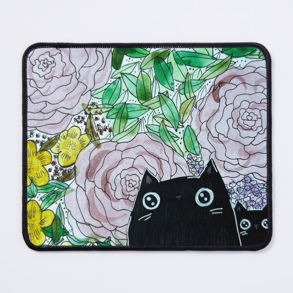 Item preview, Lost in the Roses - Two Black Cats in Florals Mixed Media - Day 122 of 365 designed and sold by BeeandKiwi.