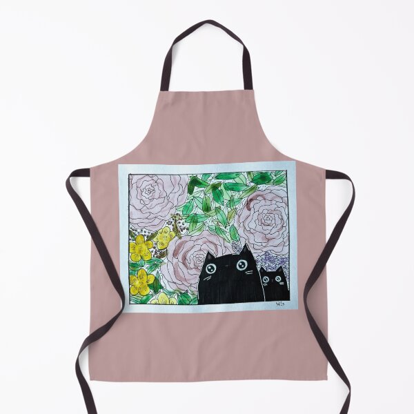Item preview, Lost in the Roses - Two Black Cats in Florals Mixed Media - Day 122 of 365 designed and sold by BeeandKiwi.