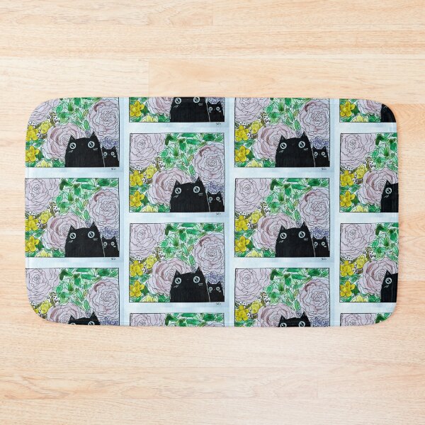 Item preview, Lost in the Roses - Two Black Cats in Florals Mixed Media - Day 122 of 365 designed and sold by BeeandKiwi.