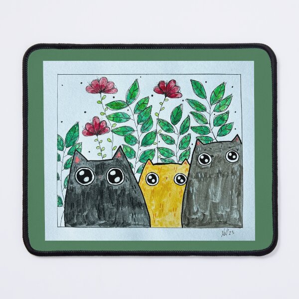 Item preview, Got Snacks? - Three Cats in the Garden Mixed Media - Day 121 of 365 designed and sold by BeeandKiwi.