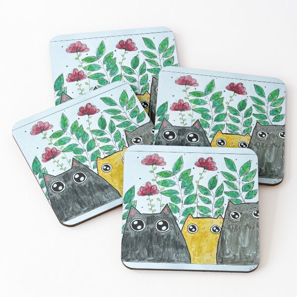 Item preview, Got Snacks? - Three Cats in the Garden Mixed Media - Day 121 of 365 designed and sold by BeeandKiwi.