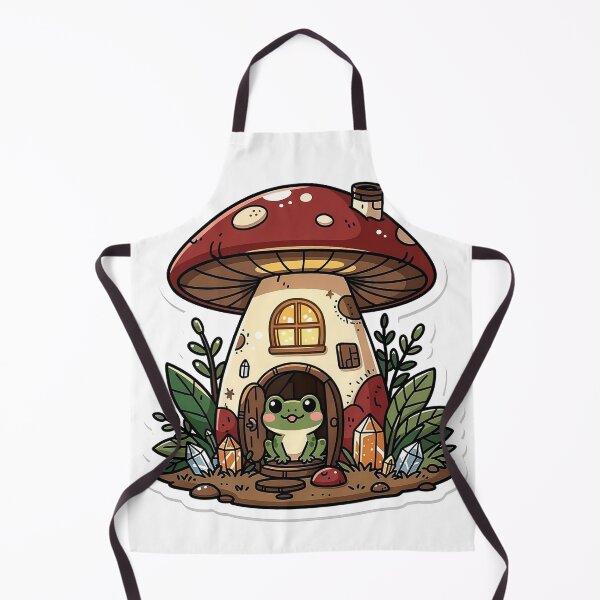 Item preview, Cute Frog Living in Mushroom House | Cottagecore Frog Home Art | Kawaii Mushroom Cottage Illustration | Goblincore Frog Nature Print designed and sold by NeonKawaiiCo.