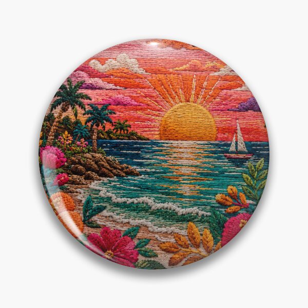Item preview, Mexican Embroidered Tropical Sunset | Colorful Floral Folk Art designed and sold by LuMarks.