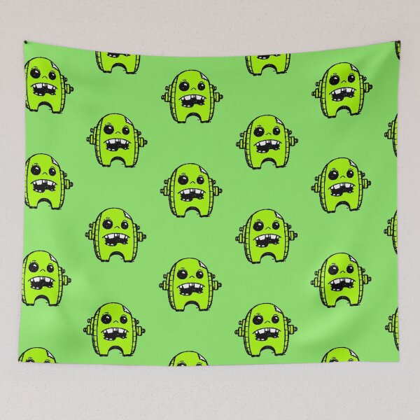 Item preview, Neon Green Kawaii Robot Zombie Pixel Gamer designed and sold by AstronautMerch.