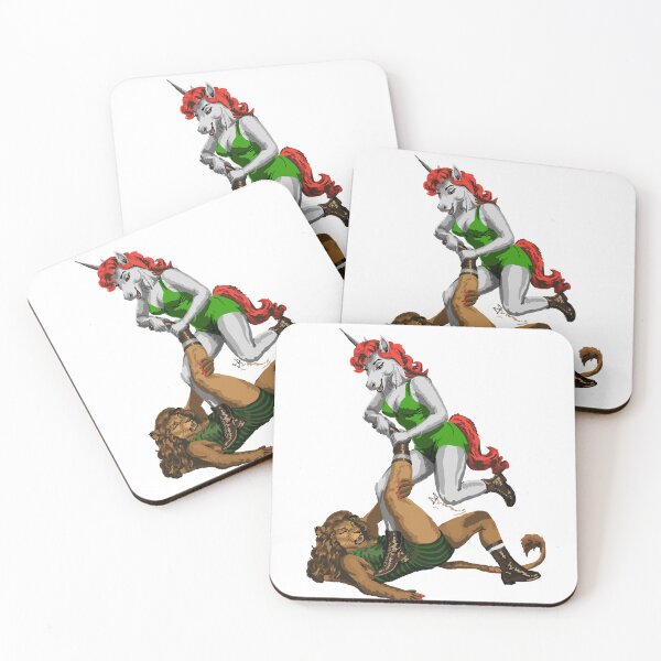 Item preview, Unicorn & Lion Wrestling designed and sold by KlakkDrawsStuff.