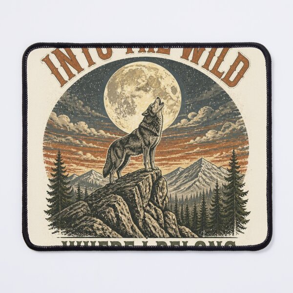 Item preview, Into The Wild Where I Belong Retro Wolf Hiking T-Shirt | Nature Lover Gift designed and sold by SunnyDesign82.