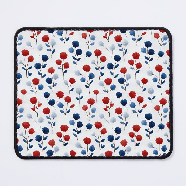Item preview, Red and Navy Botanical Floral Pattern | Vintage Style Floral Illustration Print | Classic Cottagecore Flower Garden | Aesthetic Minimalist Navy and Red Blooms | Modern Red and Navy Flower designed and sold by VivaFy.