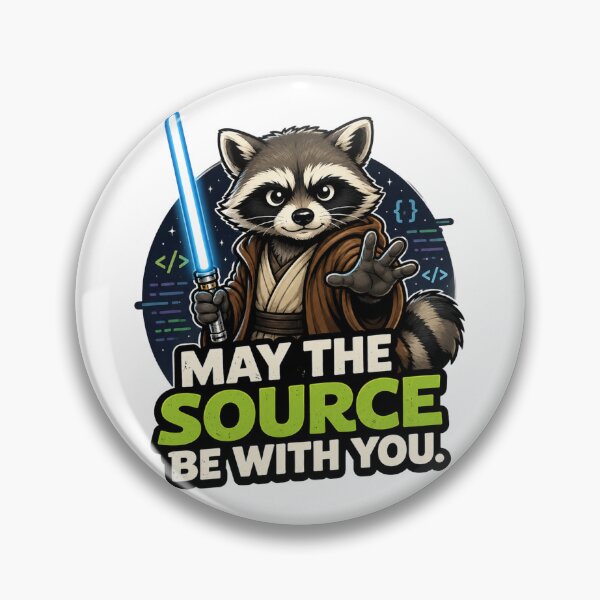 Item preview, May The Source Be With You – Funny Developer Raccoon Coding Meme designed and sold by Rohit Naik.