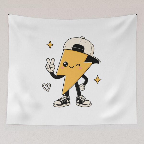 Item preview, Cool kawaii lightning bolt with a cap designed and sold by KM Design.