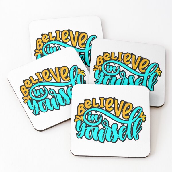 Item preview, Believe In Yourself Motivational Typography Cyan Orange designed and sold by AstronautMerch.