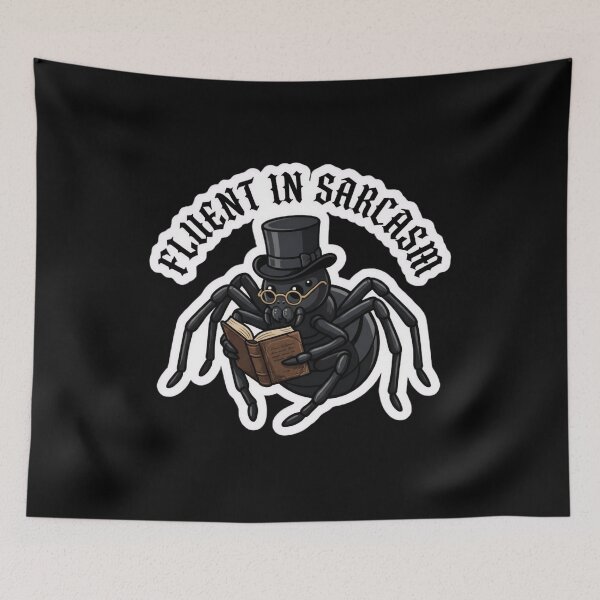 Item preview, Fluent in Sarcasm - Dark Academia Goth Spider Sticker designed and sold by EnigmaticGoth.