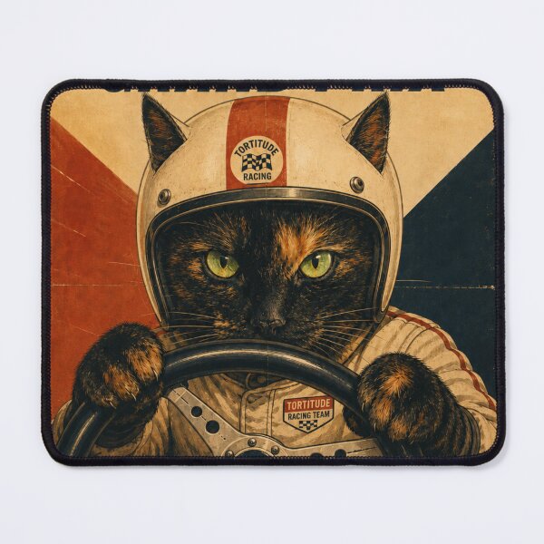 Item preview, Tortitude Grand Prix — Funny Tortoiseshell Cat Vintage Racing Poster designed and sold by Martin's_Design.