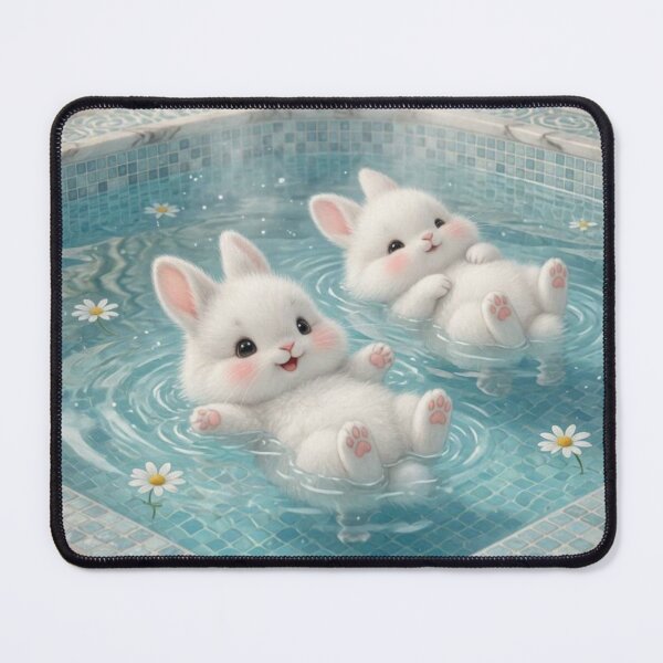 Item preview, Zen Bunnies Relaxation – Cute Fluffy Rabbits in Hot Spring Spa designed and sold by lovelistivkaa.