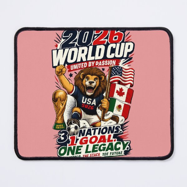 Item preview, 2026 World Cup Lion Mascot | 3 Nations 1 Goal Football Fan Design designed and sold by mr.bardook.