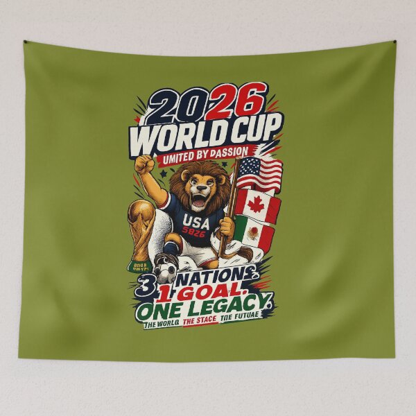 Item preview, 2026 World Cup Lion Mascot | 3 Nations 1 Goal Football Fan Design designed and sold by mr.bardook.