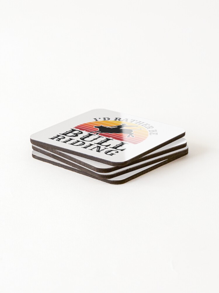 Thumbnail 4 of 5, Coasters (Set of 4), I'd Rather Be Bull Riding Rodeo Rider designed and sold by jaygo.