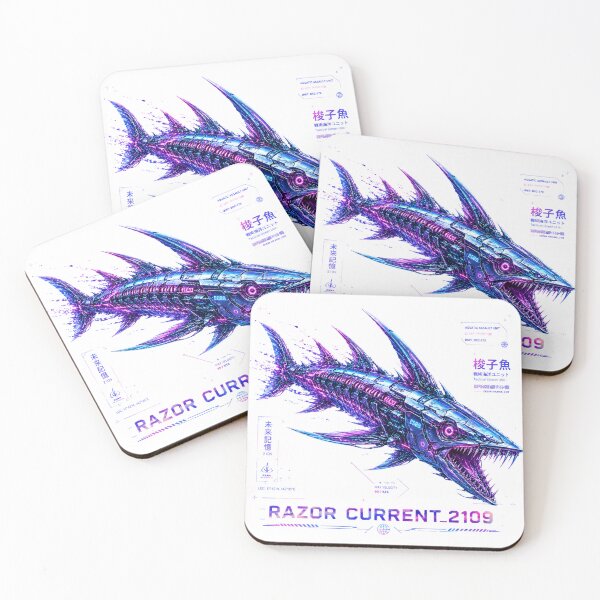 Item preview, Razor Current 2109 Cyber Barracuda – Neon Biomechanical Ocean Predator Design designed and sold by FusiTink.