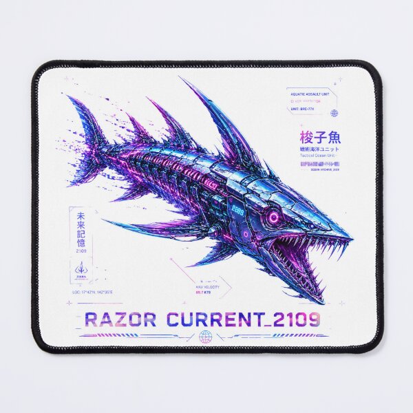 Item preview, Razor Current 2109 Cyber Barracuda – Neon Biomechanical Ocean Predator Design designed and sold by FusiTink.