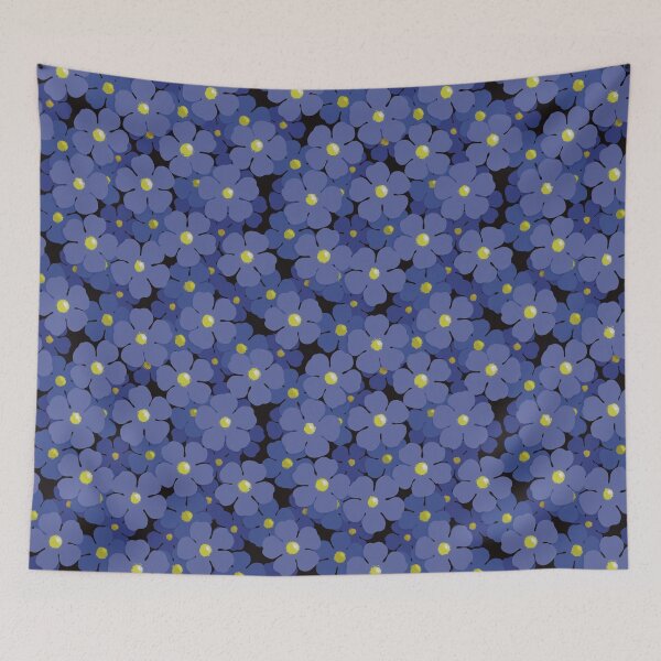 Item preview, Field of blue flowers seamless pattern designed and sold by Feral Lines Studio .