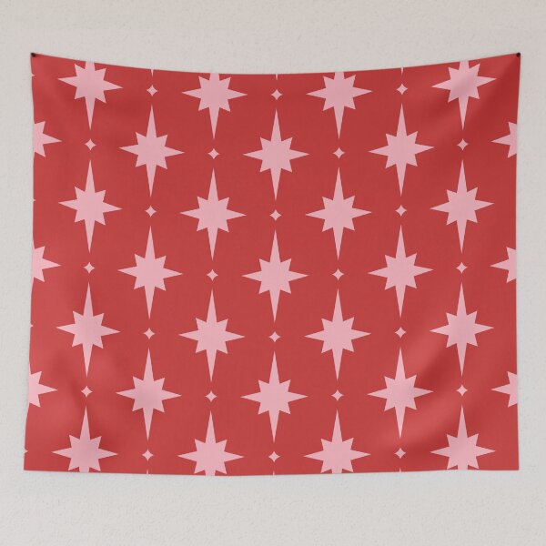 Item preview, Red & light pink starry pattern designed and sold by Mint + Midnight.