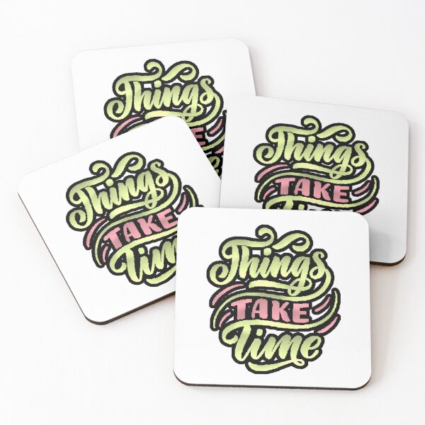 Item preview, Things Take Time Typography Mindfulness Green Pink designed and sold by AstronautMerch.