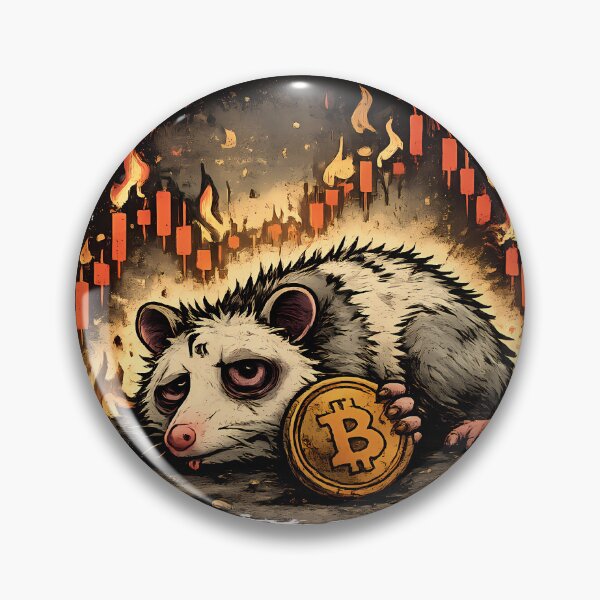 Item preview, Dead Inside Still Hodling Funny Crypto Opossum Bitcoin Meme designed and sold by DryHumorPrints.