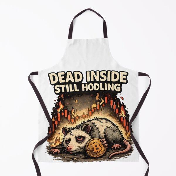 Item preview, Dead Inside Still Hodling Funny Crypto Opossum Bitcoin Meme designed and sold by DryHumorPrints.