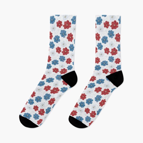 Item preview, Red and Navy Floral Pattern | Vintage Botanical Illustration Art | Classic Cottagecore Flower Design | Aesthetic Coquette Floral | Minimalist Red and Blue Blooms | Rustic Wildflower Botanical designed and sold by VivaFy.